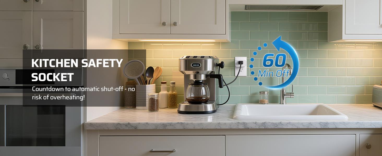 F-PSP02  Wireless Remote Control Outlet with Timer, Indoor Remote Timer Outlet, No Interference No Wiring, 15A/1875W 100FT RF Range, Countdown Light Switch for Lamp, Fan, Christmas Decor, FCC Listed