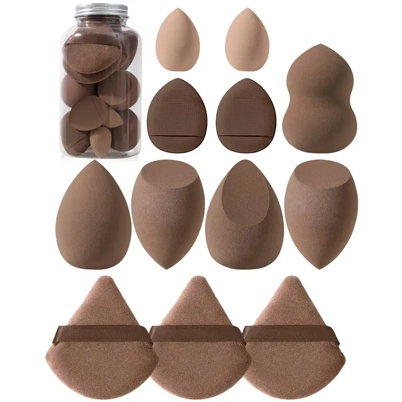 Blending Makeup Sponge & Powder Puff Set, Makeup Puffs, 12pcs Makeup Sponges for Liquid Foundation, Loose Powder, Concealer, Cream, Beauty Sponges Set, Blender Sponge, Sponge Pads, Cosmetics Makeup Tools, Makeup Accessories, Beauty Products