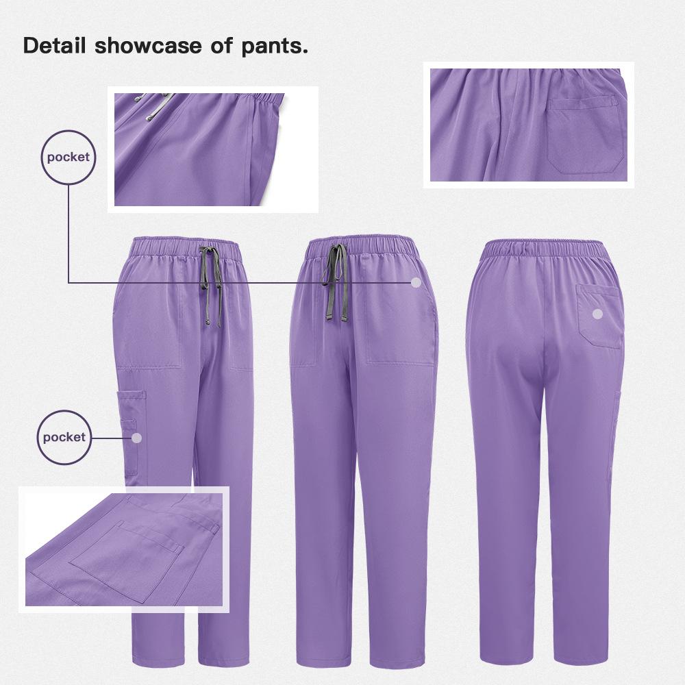 Stand Collar Zipper Doctor and Nurse Work Uniform Operating Gown Scrub Operating Room Solid Color Straight Leg Pants Set, Solid Color Simple and Breathable Suitable for Daily Nursing Wear in Hospitals Operating Rooms and Outpatient Clinics