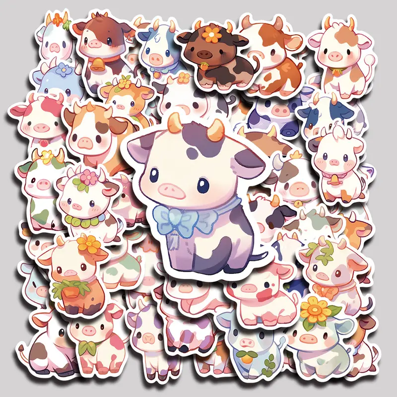 50PCS Rainbow Calf Aesthetic Vinyl Stickers Pack for Laptop Water Bottle Phone Case Skateboard Journal Scrapbook DIY Decoration
