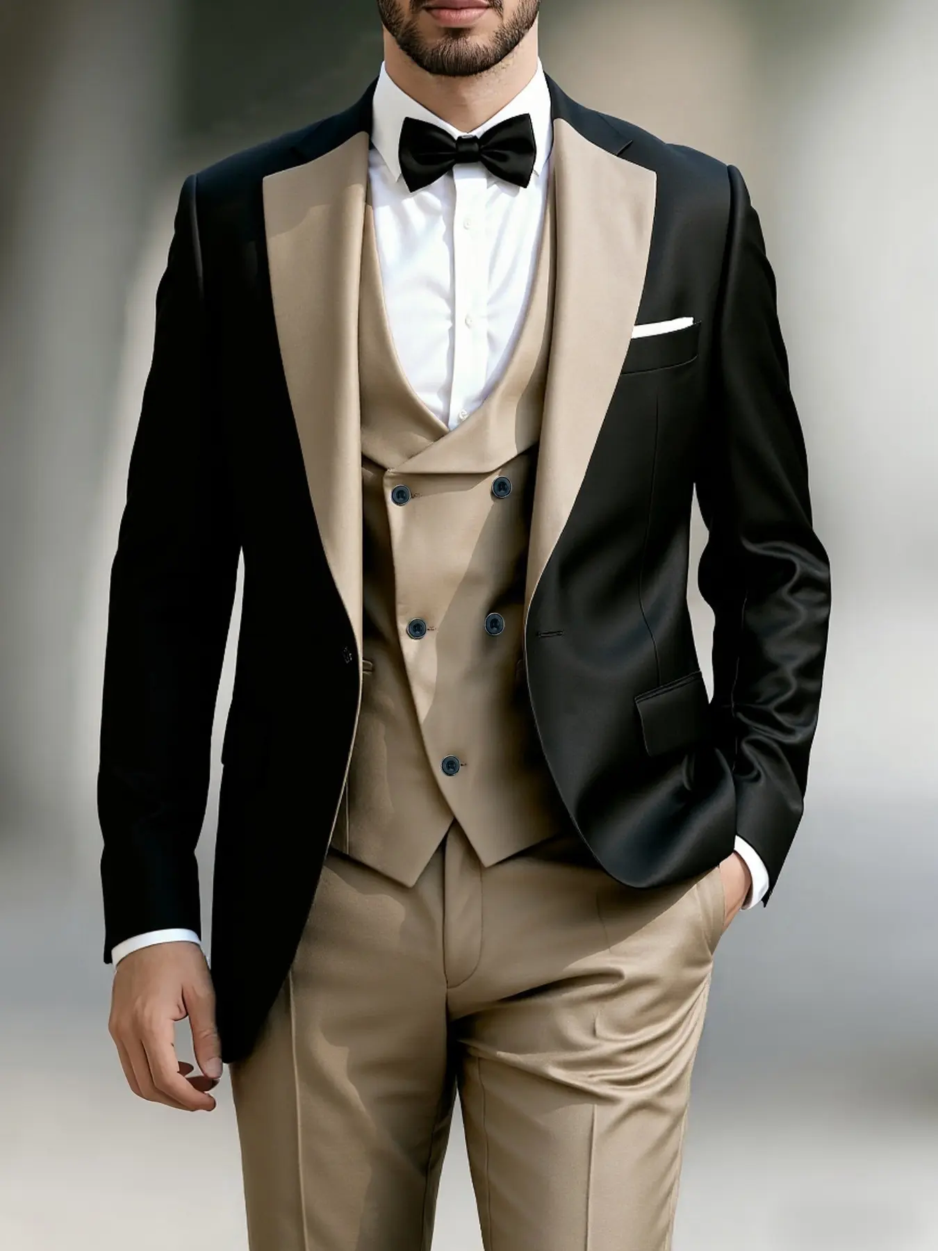 Elegant Mens Suit Set 3 Pcs Mix and Match Jacket Vest Pants Office Party Wedding Groomsmen Three Piece Suit