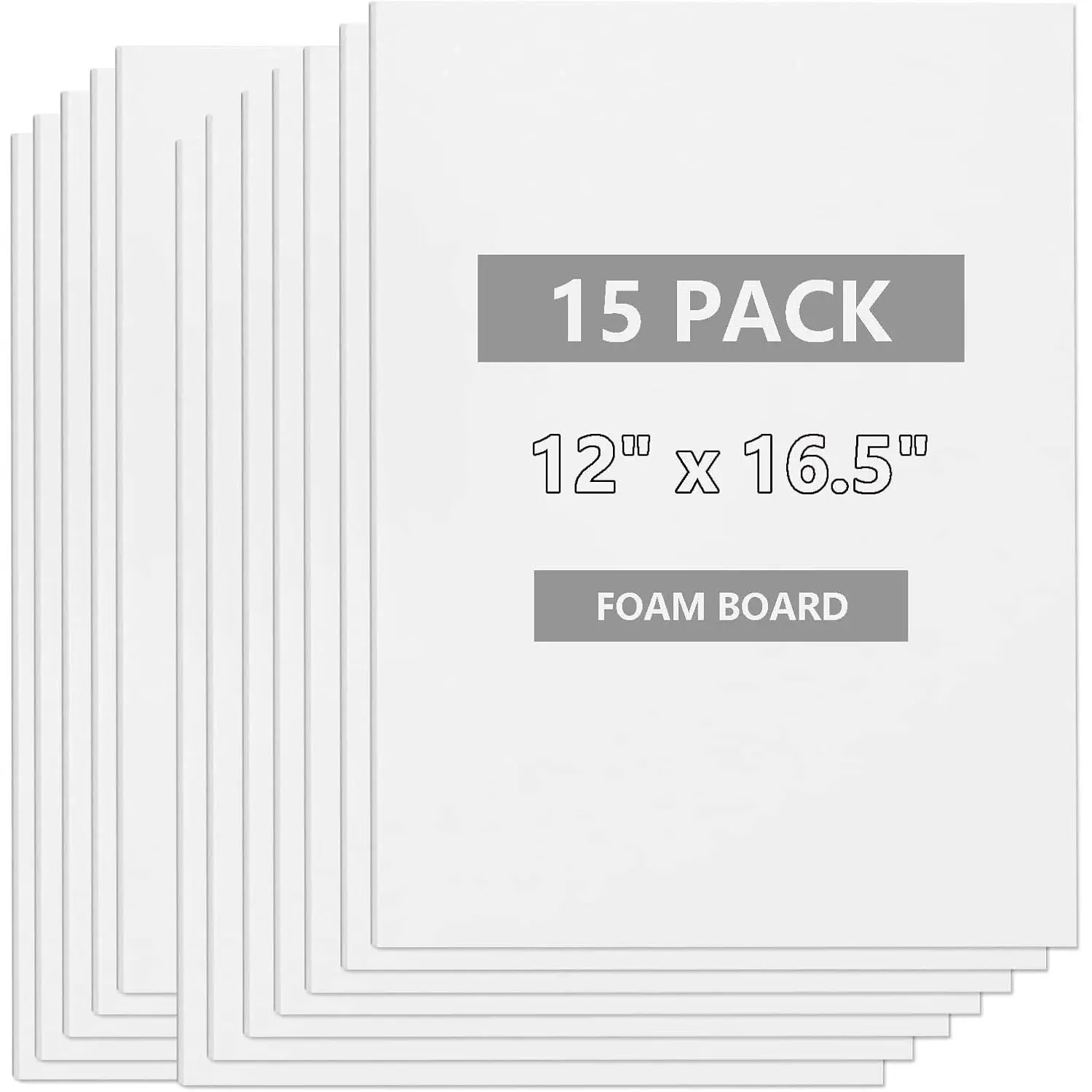 15 Pack White Foam Board for Projects, 12 x 16.5Inch Foam Core Baking Board Mat Board Center, 3/16Inch Thick Polystyrene Foam Sheet for School, Presentation, Signage & Art Crafting