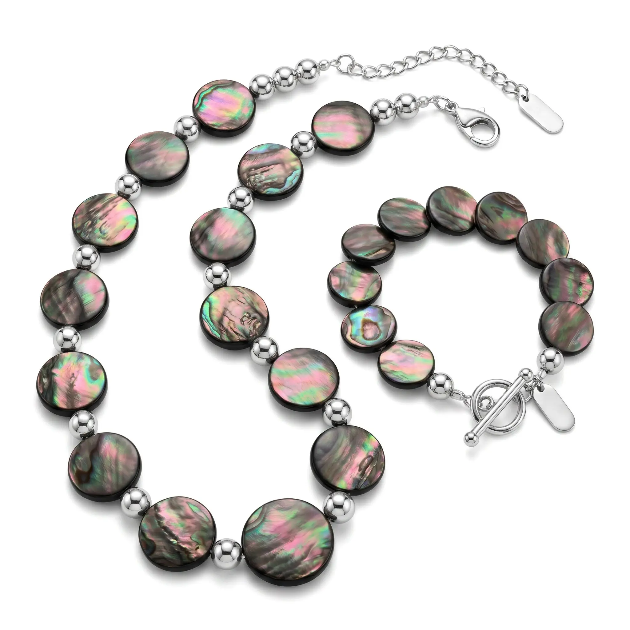 Natural Deep Sea Shell Necklace For Women Iridescent Abalone Bead Chain Handmade Collarbone Style Dark Aesthetic Everyday Essential Layered Look