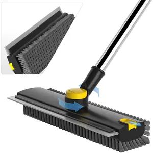 Scrub Brush with Long Handle, Floor Scrub Brush  Broom for Cleaning, 3 in 1 Shower  Floor Broom  for Concrete Tile Wall Deck Patio Special Black