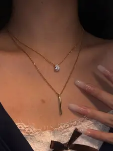 Double Layer Water Drop Crystal Necklace, Elegant Fashion Jewelry for Parties and Daily Wear, Perfect Summer Gift for Women