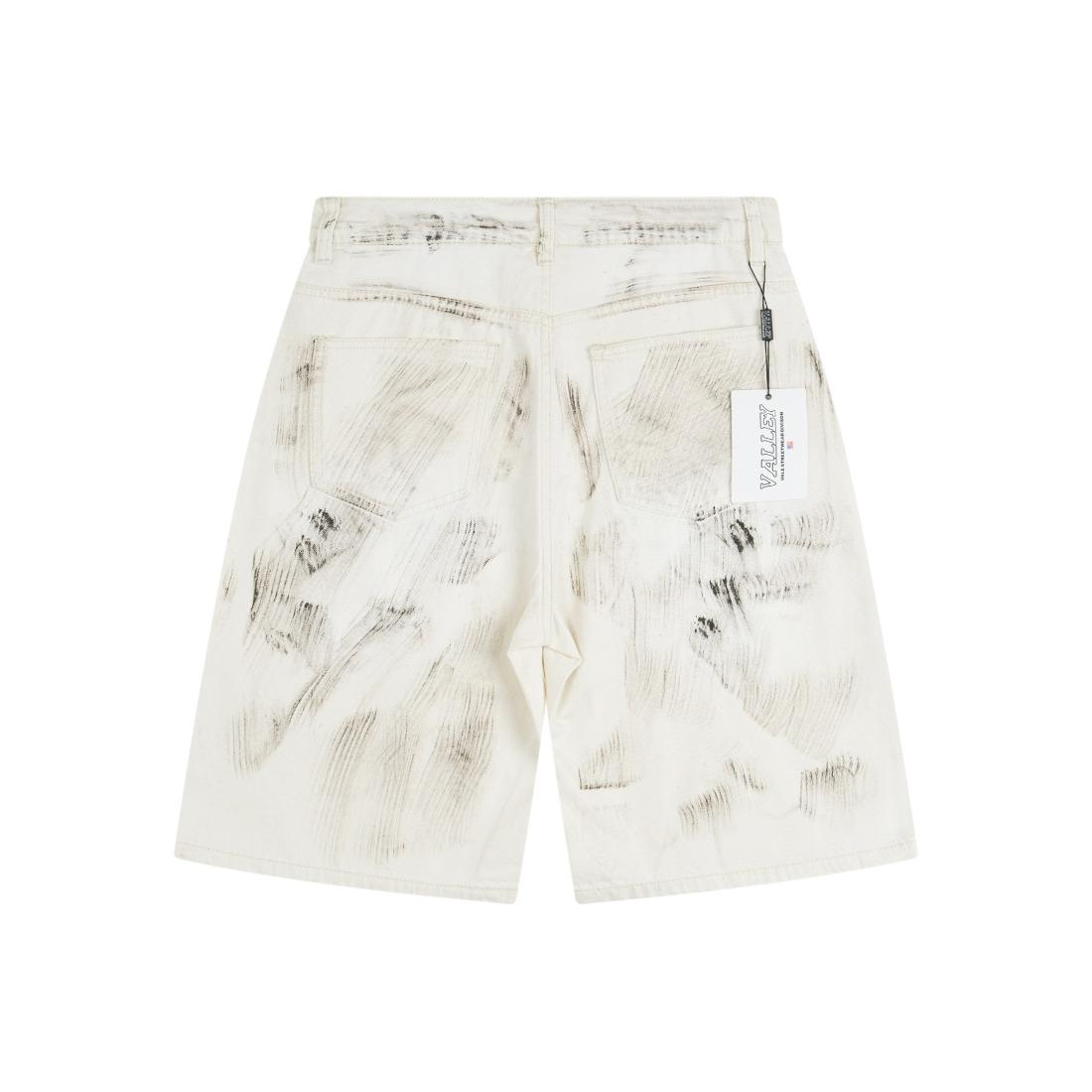 Vale Sports Valley Dreams Vintage Washed Distressed Print Full Rhinestone Bling Diamond Harajuku Letter Embroidery Baggy Denim Shorts European American Hip Hop Y2K Streetwear Loose Knee Length Casual Sparkly Trendy Jeans Shorts For Men Unisex