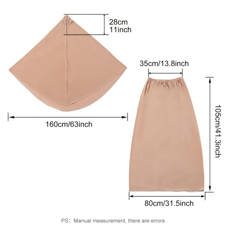 Jersey Prayer Set Stretchy EID Ramadan Islam Muslim Women Satin Rope Instant Hijab Khimar Skirt 2 Piece Jilbab
