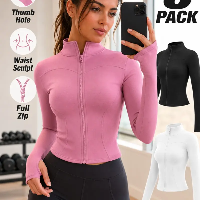 High Elasticity Slim Fit Yoga Essential Workout Jacket for Women, Short Sleeve Sportswear, Stand Collar Full Zip, Waist Cinch, Multiple Colors, Athleisure Wear, Activewear, Workout Clothes