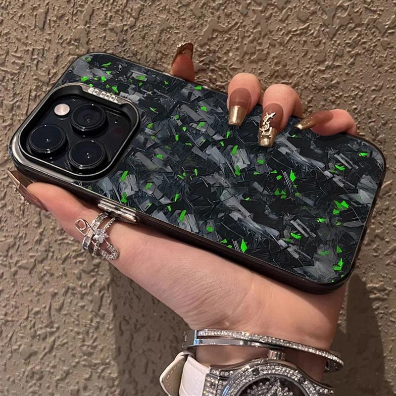 Imitation Forged Carbon Fiber Plating Phone Case For iPhone 17 16 15 14 13 12 11 Pro Max Shockproof Matte Hard Cover