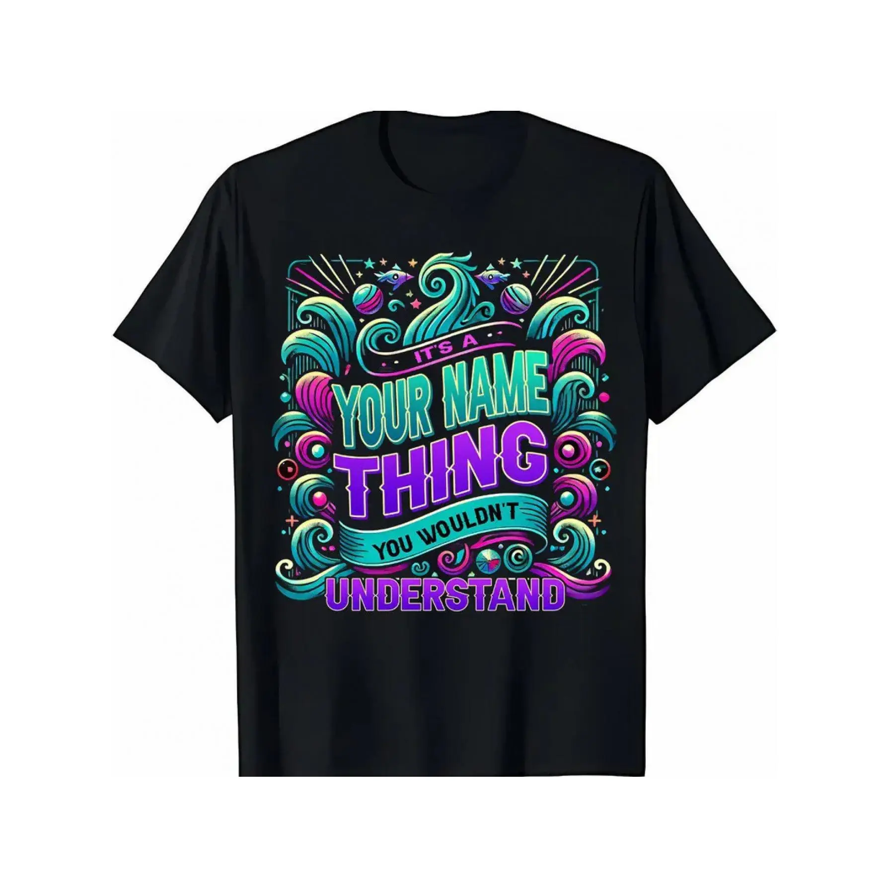 Suitable for Casual Round Neck Tee, Machine Washable Shirts for Gifts, Uniforms, Promotional Events - Your Name/Text/ Printing