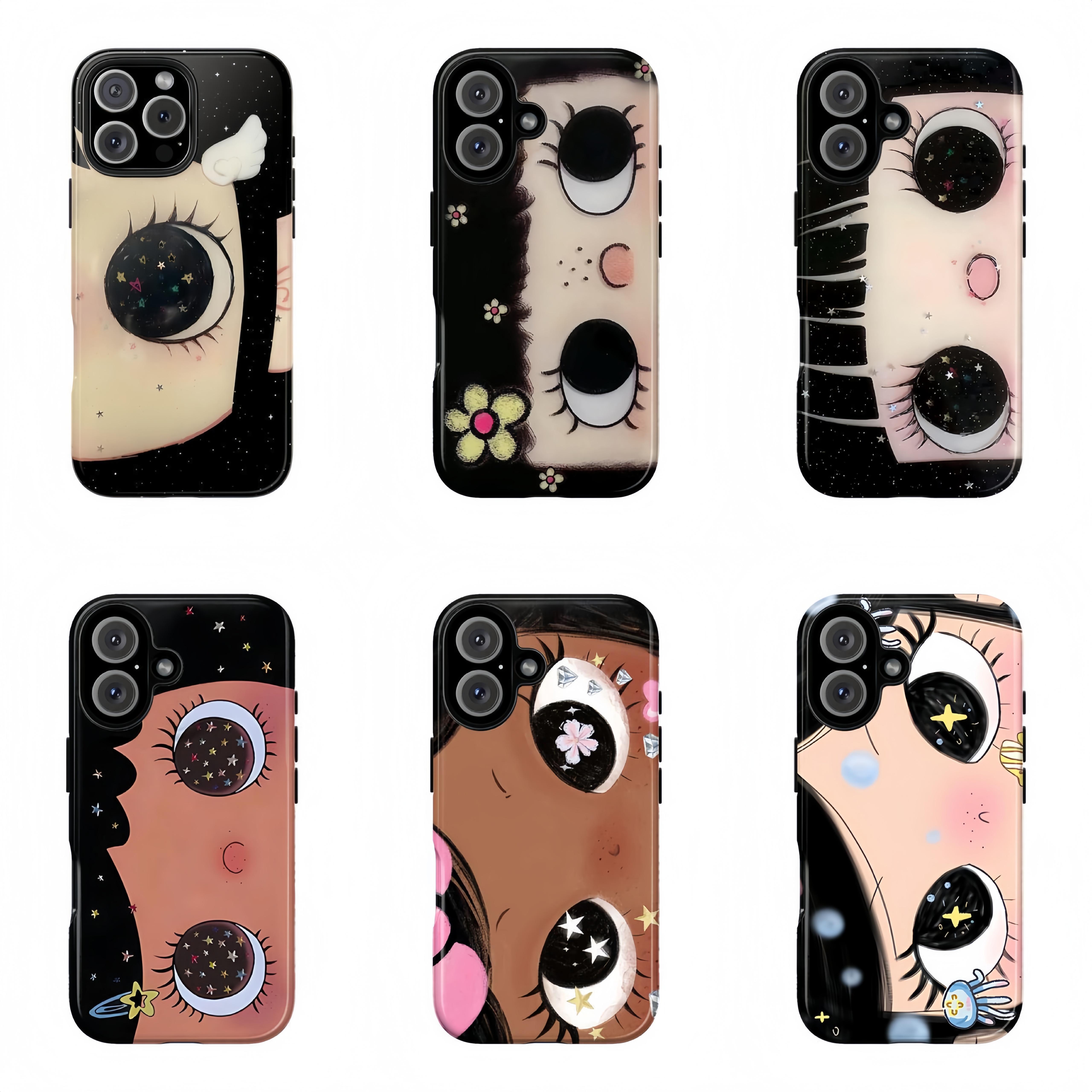 Dreamy INS Glittering Big Eyes Comic Girl Phone Case For iPhone 17 Pro ...