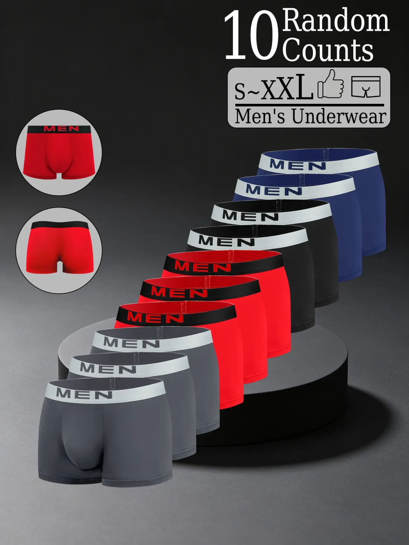 Random 10 Pack Men's Solid Color Briefs, Elastic Soft Breathable, Comfortable for Sports Commute Home, All Seasons Slim Fit, Underwear Men
