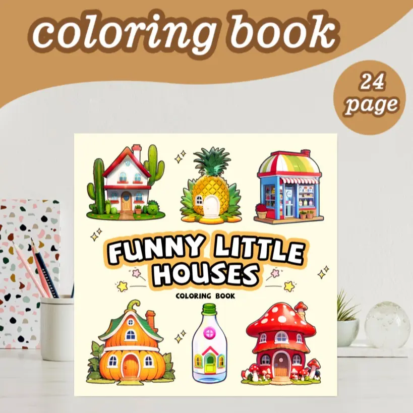 Fun House Theme Funny Coloring Book, Thick Non-Transparent Pages, 24 Sheets, Ideal for Kids and Teens, Perfect Gift for School Supplies