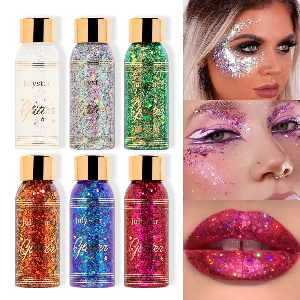 Gel Chameleon Glitter Liquid Eyeshadow, Stage Makeup Face Body Sparkle Glitter Eyeshadow, Brightening Eye Shadow for Dramatic Look