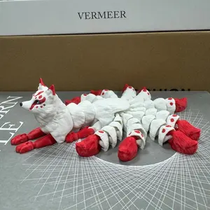 Realistic 3D Printed Nine-Tailed Fox Figurine, Stable Base, Home Office Car Decor, Perfect Gift for Christmas Birthday New Year