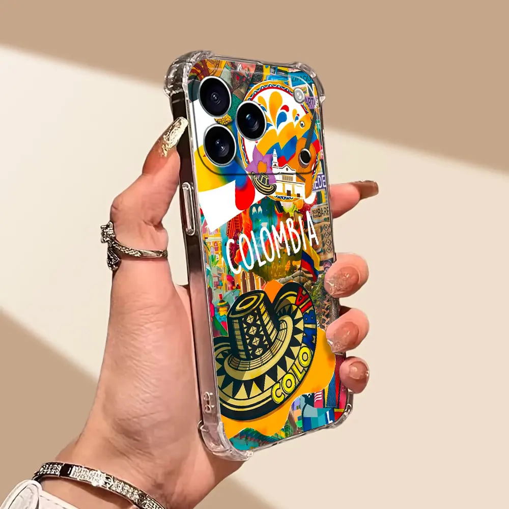 Phone Case - Colombian Hat Art Print Shockproof Four Corner Reinforced Phone Case Full Body Protective Cover for Iphone 14 15 16 17 Pro Max Plus Mini