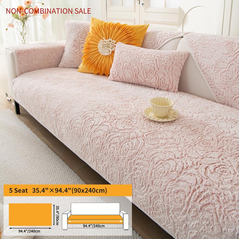 Solid Color Rose Pattern Sofa Cover, Elastic Sofa Slipcover, Couch Slipcover, 1 Count Soft Comfortable Sofa Cushion Cover, Non-slip Sofa Seat Cover, Sofa Protector for Home Living Room