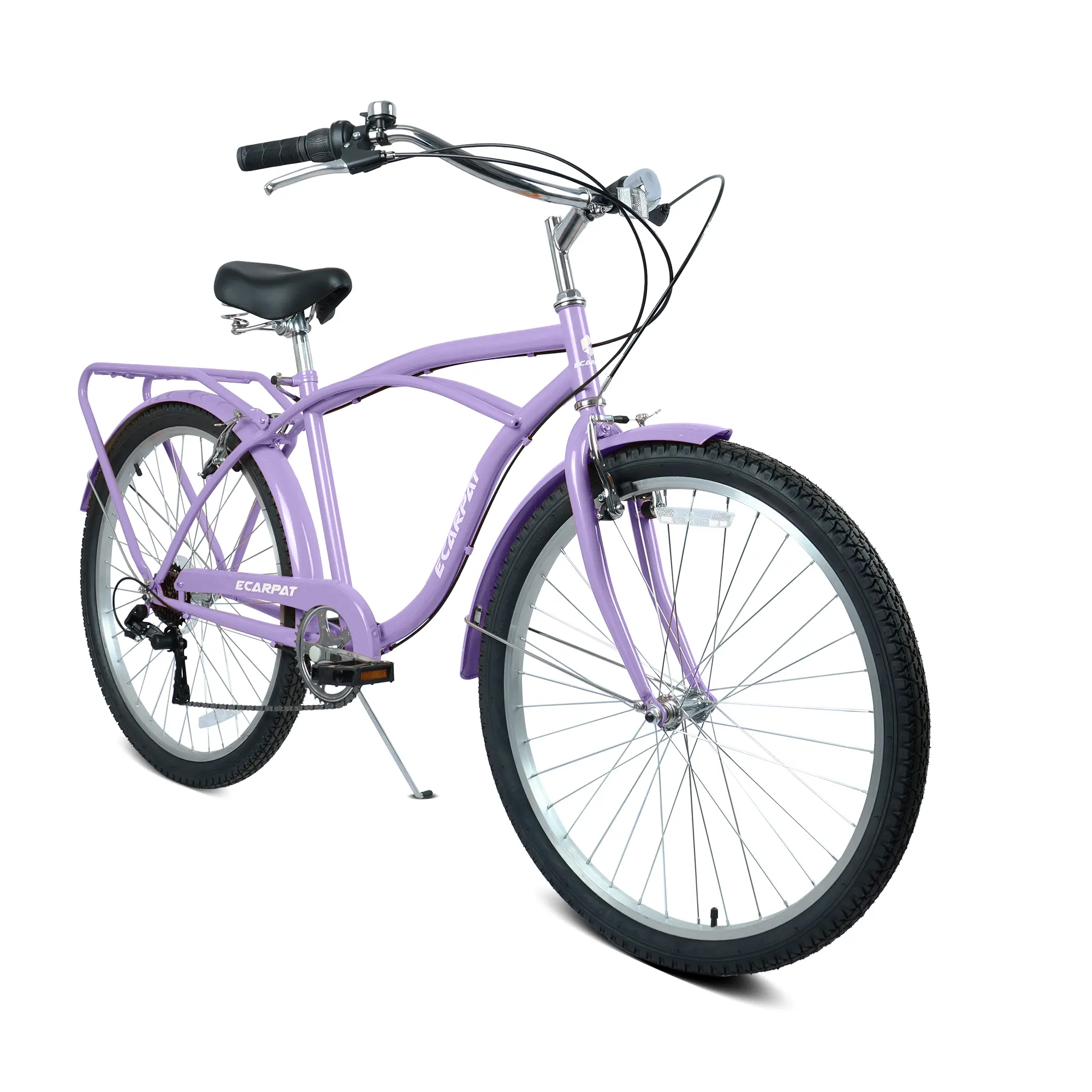 ARCH 26 Inch 7-Speed Beach Cruiser Bike for Men Women, High-Tensile Steel Frame, Lightweight Alloy Wheels, V-Brakes, Multiple Color Options, Comfort Saddle, Step-Through Frame, Ideal for Leisure Commuting Garden Outdoor, Purple/White Color Options