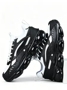 Men's Trendy Thick Sole Dad Shoes, Colorblock, Breathable Mesh, Sporty Style, PU Leather, Tpu Sole, All Seasons
