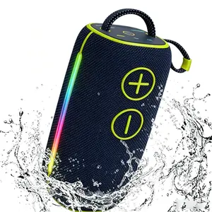 2026 Portable camping Speaker, 16W RMS 30W Peak Heavy Bass loudspeaker, wireless TWS Waterproof Outdoor RGB light bar party bluetooth speaker