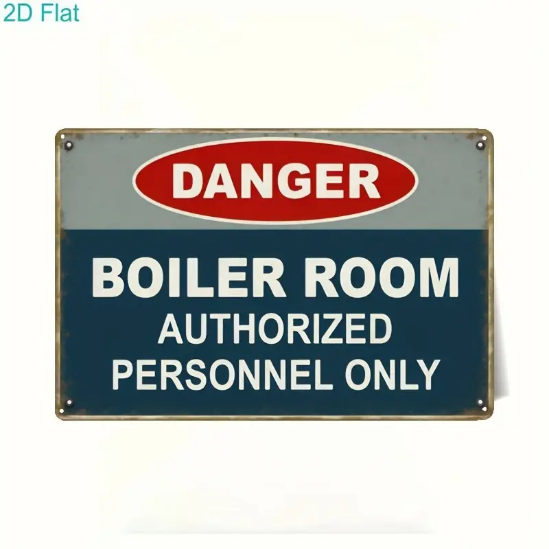 "12x8 in Retro Industrial Safety Metal Sign - 'Danger Boiler Room, Authorized Personnel Only' Aluminum Hanging Plaque for Workshop, Home Decor"