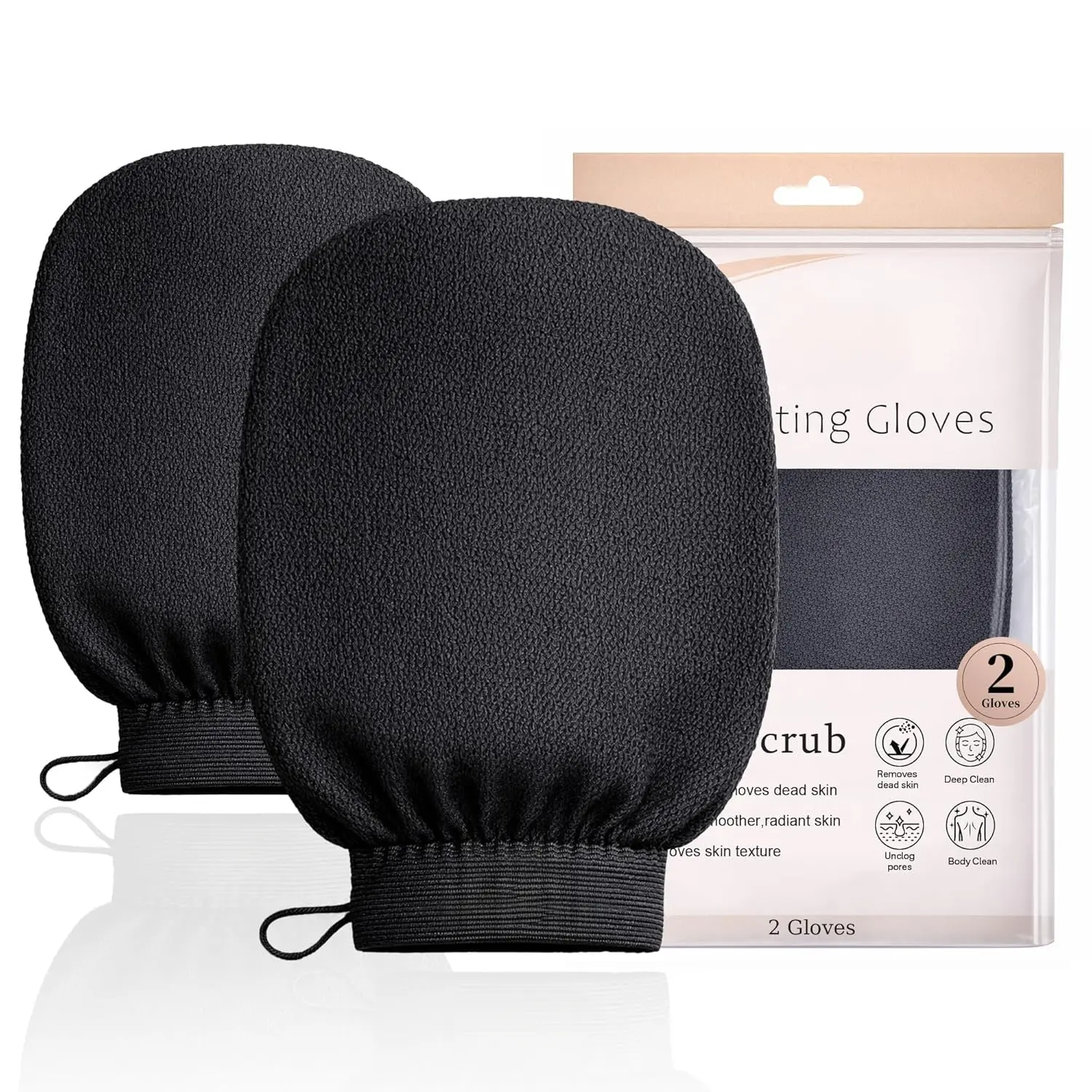Exfoliating Gloves 2 Pcs, Korean Exfoliating Mitt, Body Scrub for Dead Skin Remover, Exfoliating Body Scrubber for Bath Shower, Body Exfoliator Scrubber, Moroccan Exfoliate Glove, Women Men