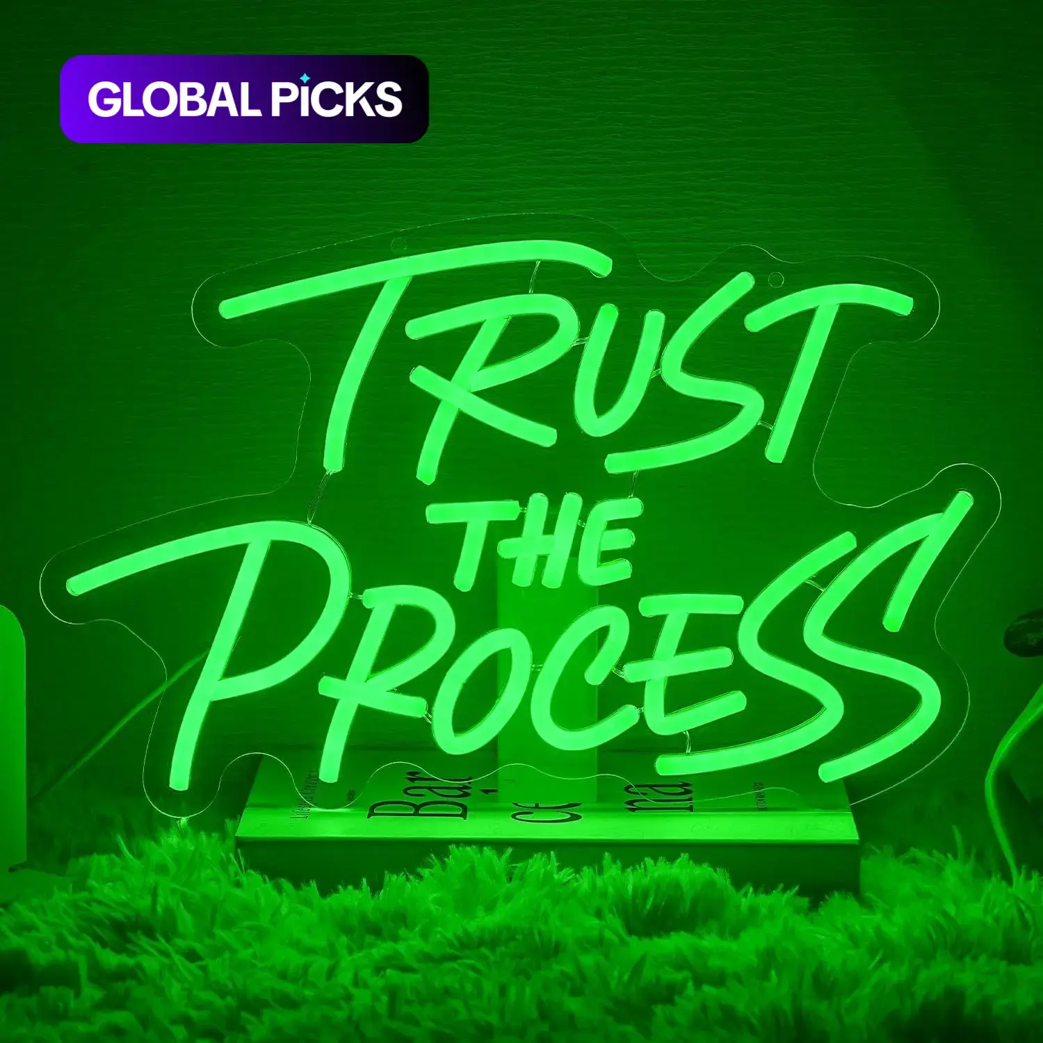 Trust The Process Neon Sign for Wall Decor Green Neon Light Gym LED Sign Led Light Up Dimmable Motivation LED Light Letter Lighting for Bedroom Bar Classroom Gym Office Art Inspirational Alphabet Decorative Dimming Lights #GLOBAL PICKS