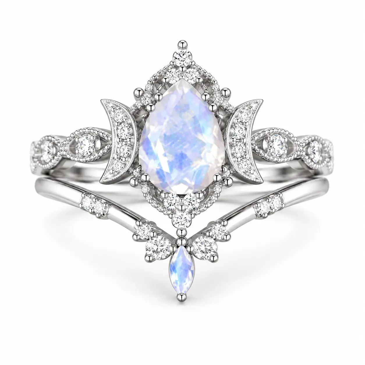 Elegant Celestial Moon Crown Ring - Jewelry for Women, Costume-Ready Glam, Size 6-10 Costume Fashion Accessory, Gift-Ready Celestial Charm Rings