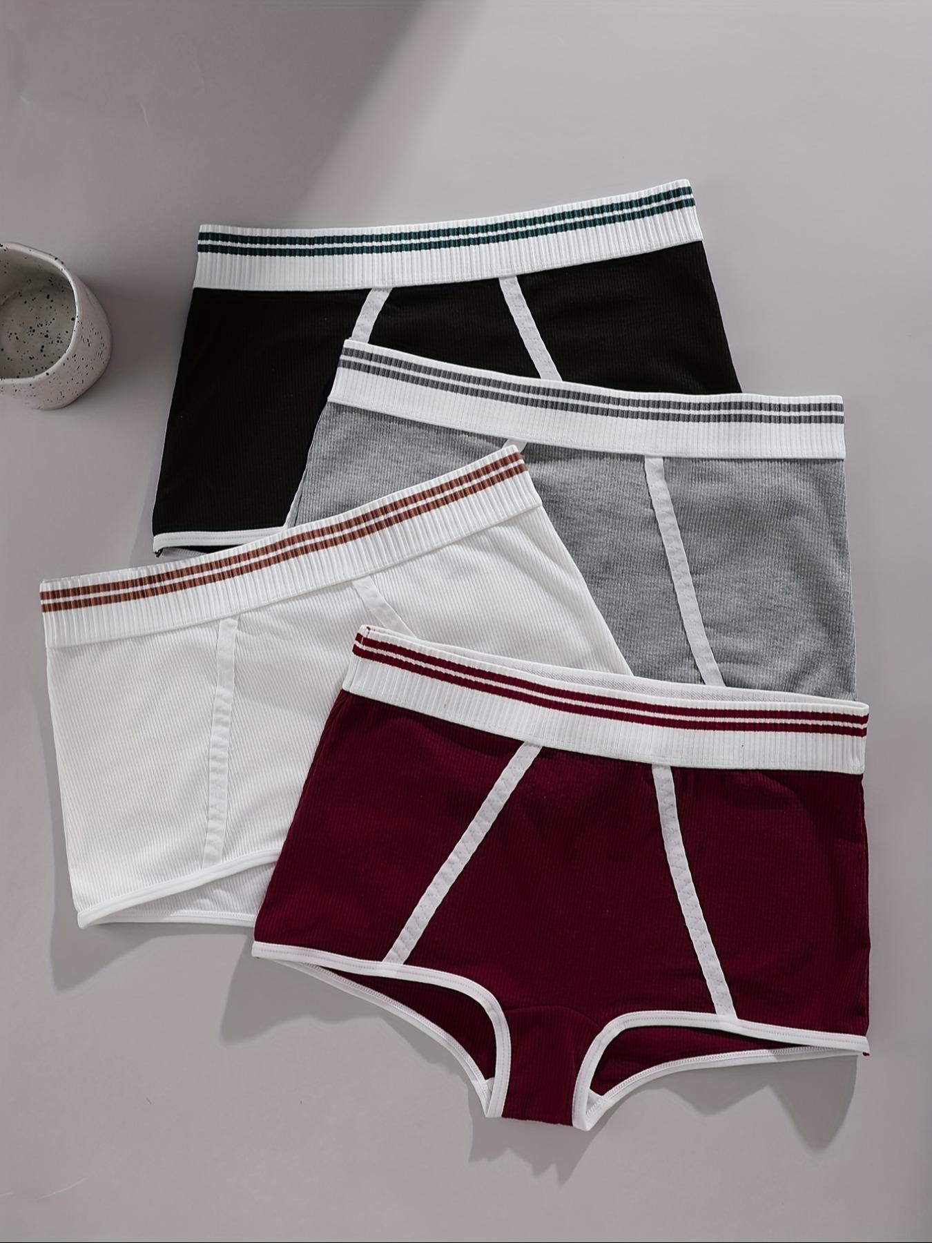Women's Striped Trim Brief, Casual Comfy Fitted Breathable Panty for Daily Wear, Women's Underwear for All Seasons