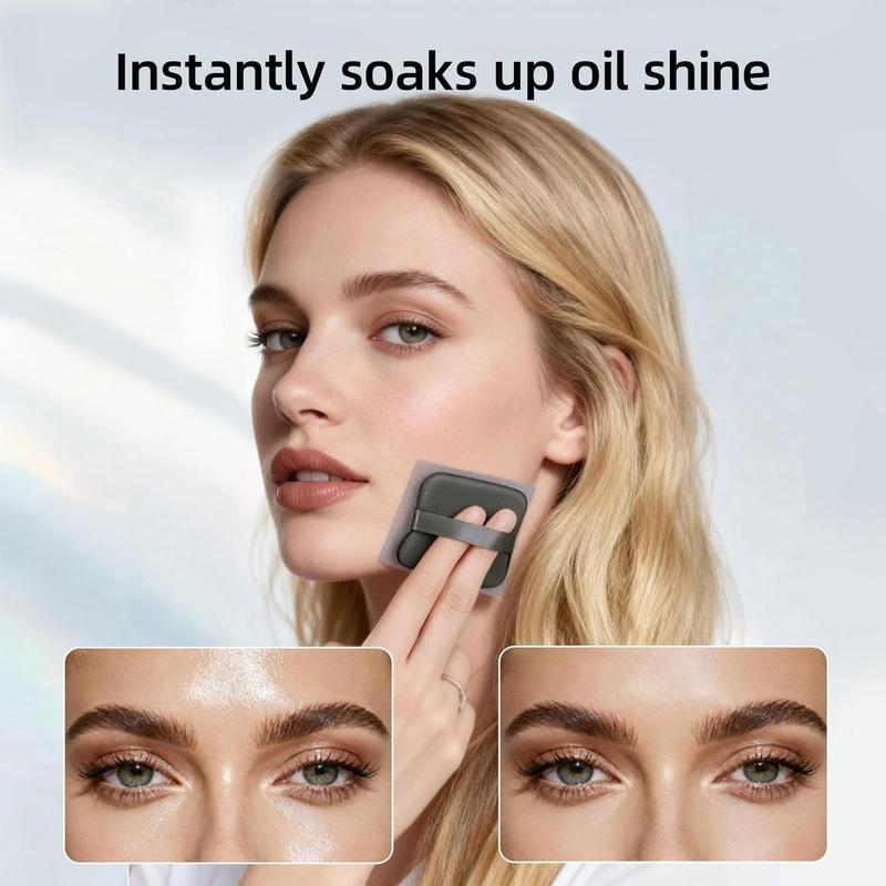 Portable Oil Absorbing Face Paper with Mirror & Puff, 500pcs/set Oil Control Face Paper, Makeup Blotting Paper for Oily Skin, Facial Makeup Tool