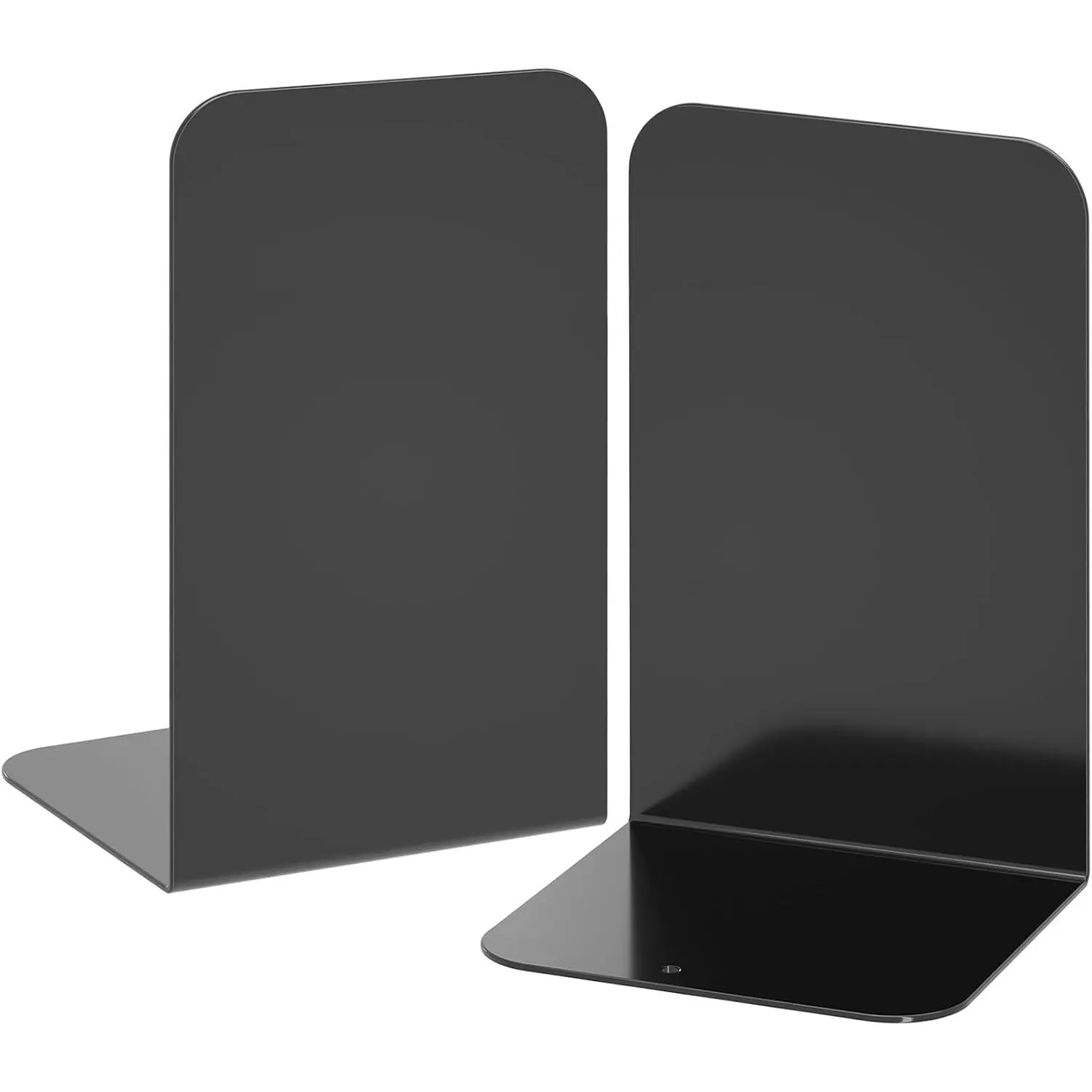 Bookends 1 Pair, Black Metal Book Ends, Heavy Bookends for Shelves, Book Stopper for Heavy Books, Book Organizer for  Office School Supplies