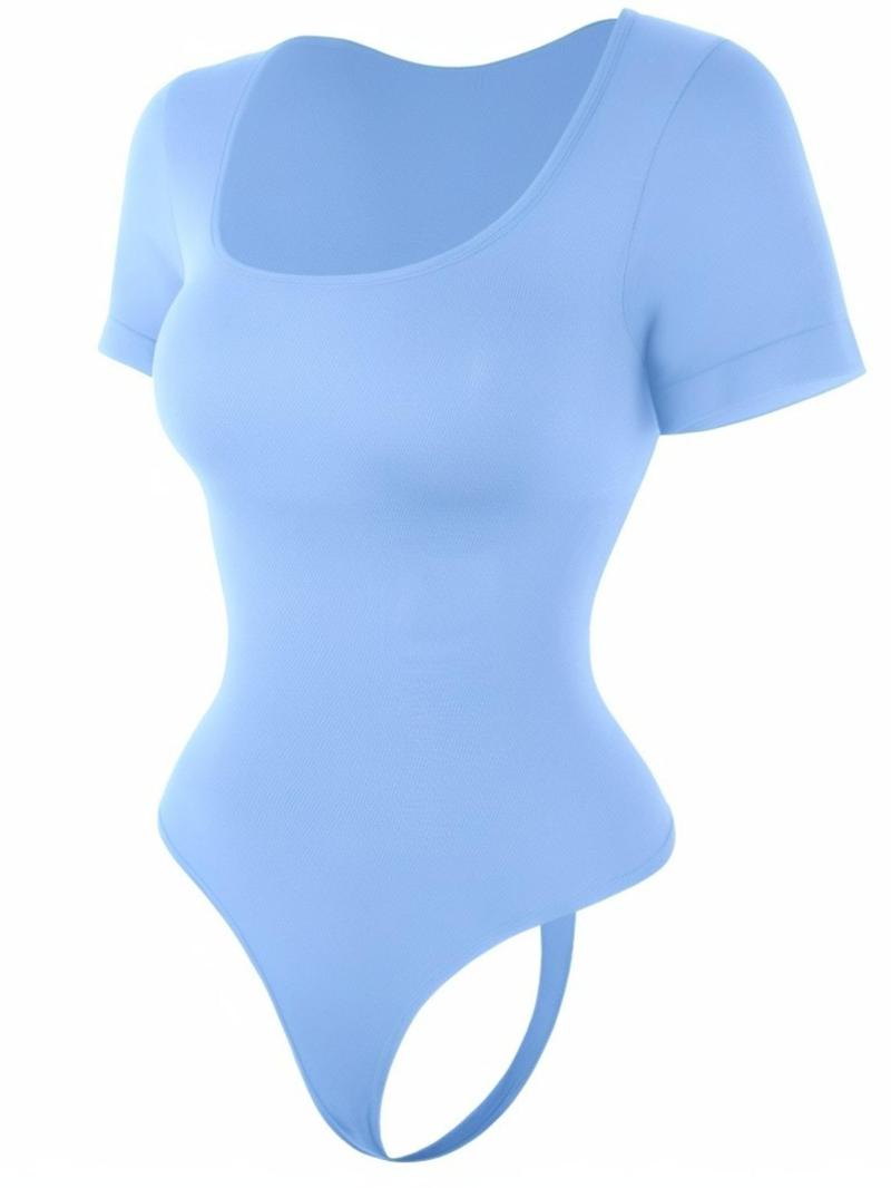 Women's Solid Color Square Neck Shapewear Bodysuit, High Compression Bodysuits, Tummy Control Butt Lifting, Women's Shapewear for All Seasons