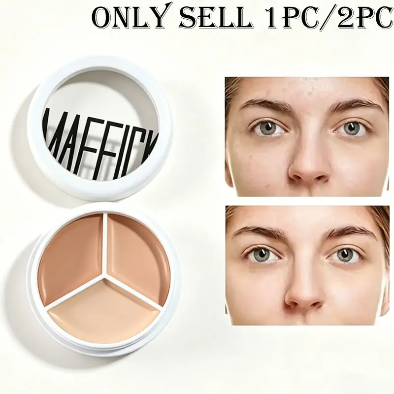 Versatile 3 Tone Concealer Palette Creamy Skin Fit Texture, Blendable Shades For Even Complexion, Lightweight Wear, Budget Beauty Essential For Students