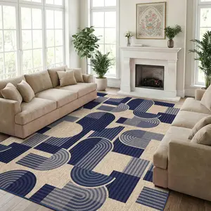 Modern Geometric Print Washable Large Area Rug Non Slip Foldable Non Shedding Jute Rug For Bedroom Living Room Dining Room Entryway And Game Room