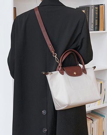 Felt Purse Organizer Insert for Longchamp Le Pliage Bag, Handbag Leather edge Longchamp Organizer Insert with Cup Holder Tote Organize(Black, Large)