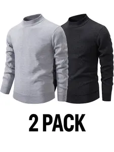 Men's Half-Height Neck Sweater, Soft Knit Fabric, Long Sleeve, Fitted, Casual, Fall Season, Solid Color, Comfortable and Warm
