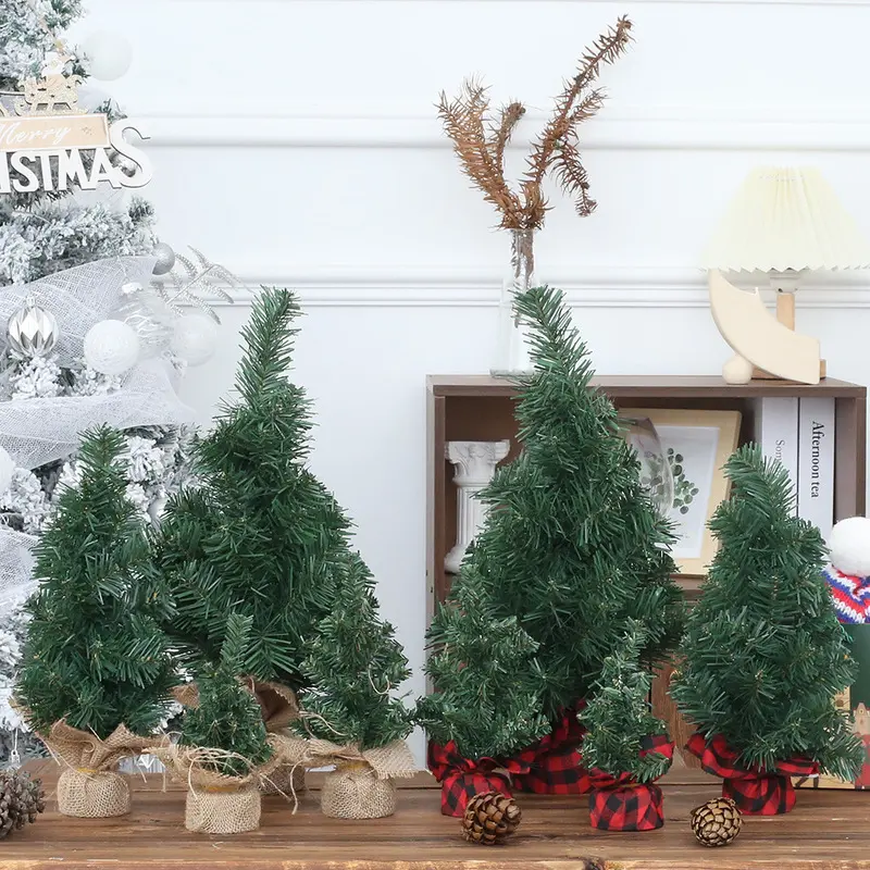 New Christmas Tree 20cm Green Tree 30cm Mini Christmas Tree with Burlap Base for Christmas Holiday Shopping Mall Window Displayand Tabletop