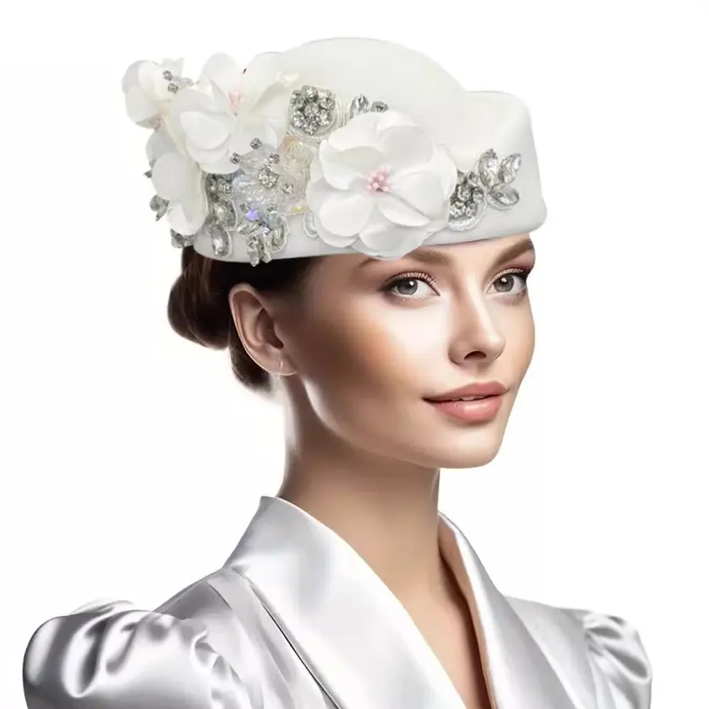 Elegant Beret with Delicate Floral Trim, Ideal Headwear for Banquets Tea Parties & Special Occasions, Nice Gift for Mom Girlfriend Female Family