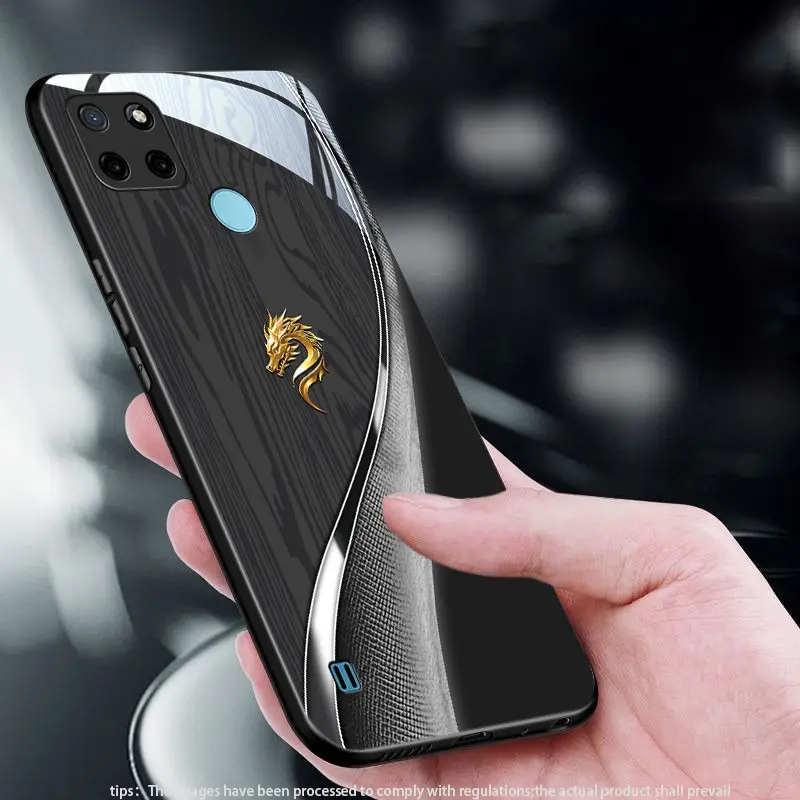 Dragon Travels the World for Realme C2,C20,C11 (2021),C20A,C21,C21Y,C25Y,C3,Narzo 50i Prime,C30,C30s,C31,C33,C35,Narzo 50A Prime,Narzo N53,C53,C51,Narzo 50 Hard Case Glass texture light luxury new styles Phone Case