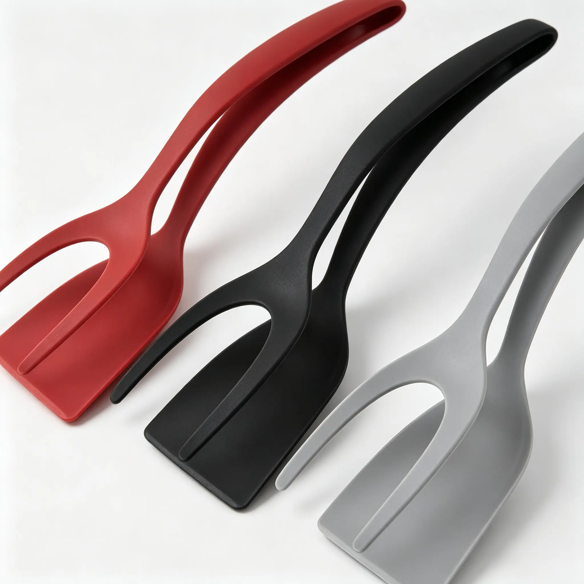 Dual Function Silicone Cooking Utensil, Integrated Flip Turner & Food Gripping Clip, Multi-Purpose Kitchen Prep Tool for Frying Eggs, Pancakes, Steak, Fish and French Toast Making