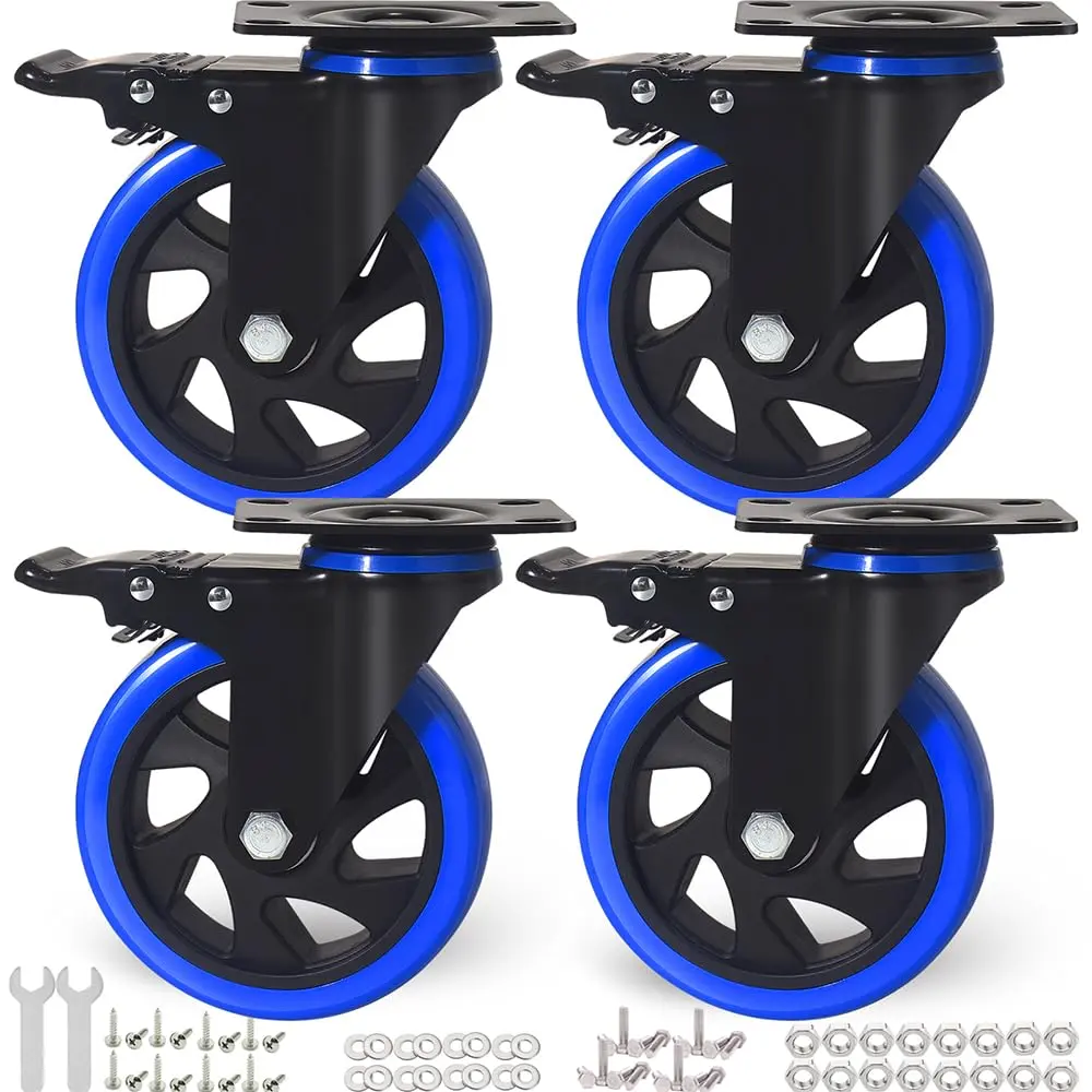 Swivel Caster Wheels 600LBS, 2 Inch Heavy Duty Casters Set of 4 with ,  Safety  Locking Castors for Cart, Furniture, Trolley(Hardware Included)