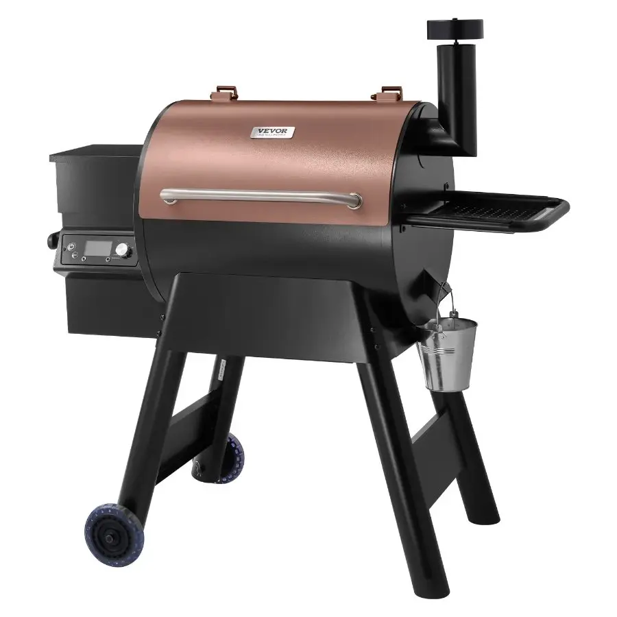 VEVOR Wood Pellet Grill Smoker, 8 in 1 BBQ Grills for Outdoor Cooking, 575 Square Inches Cook Area Electric Grill and Smoker, with LCD Screen Controller, Meat Probe, 500F Max Temperature, Black