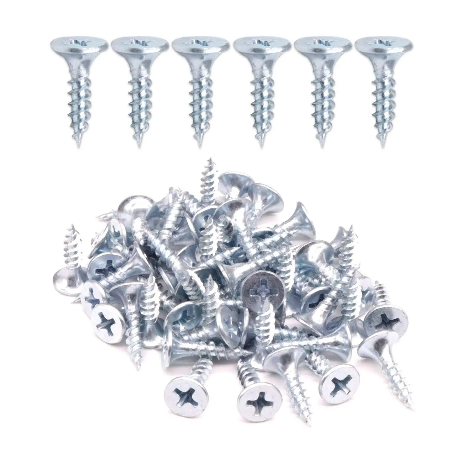 200pcs #6x5/8 Flat Head Phillips Drywall Screws Fine Thread Sharp Point Wood Screws, Carbon Steel 1022A, Zinc Coated