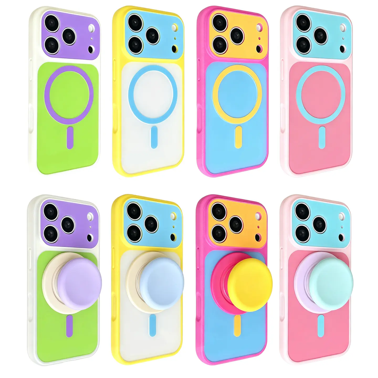 Dopamine Color Block Slim Phone Case for iPhone 18/17/16/15/14/13/PRO/MAX/PLUS/AIR,MatteAnti Fingerprint Hard PC Soft TPU HybridShockproof Cover, Raised Full Camera LensProtection Lightweight Ultra Wireless Charging Compatible with MagSafe SummerFinds