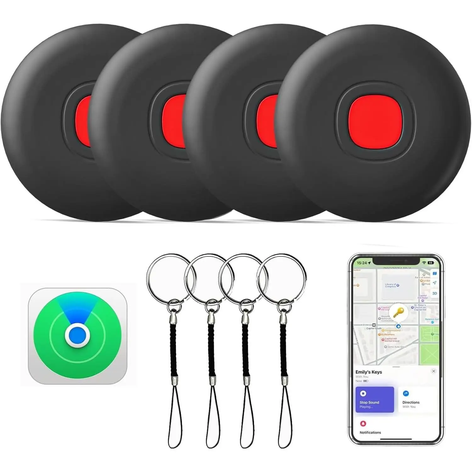 Air Tracker Tags-4Pack,GPS Tracker for Vehicles,IP68 Waterproof Smart Tag Tracker,Bluetooth Luggage Tracker Works with Apple Find My APP (iOS Only),Key Finder for Car,Backpack,Wallet,Motorcycles