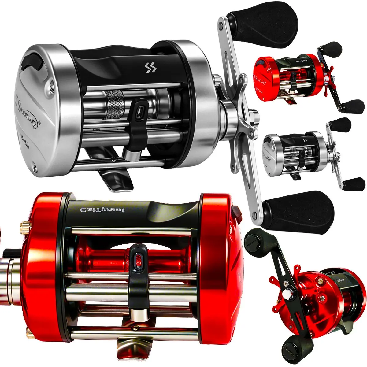 CatTyrant Round Baitcasting Reel Centrifugal Brake Oversized Rubber Grip Perfect for Catfish Freshwater Anglers
