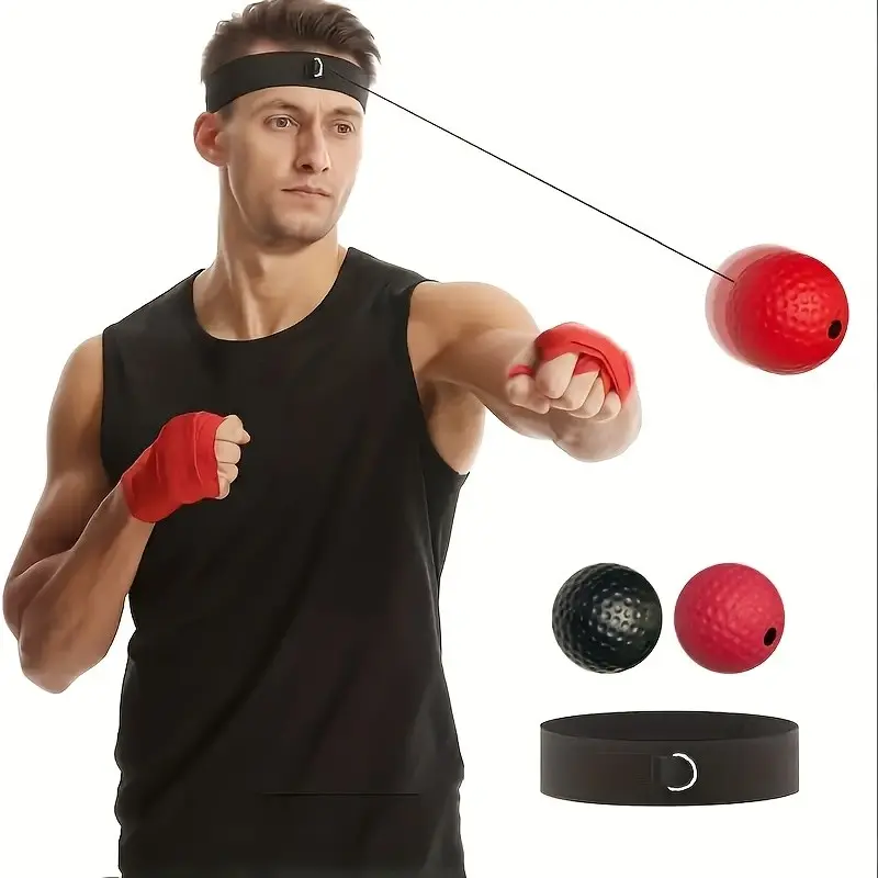 Adult Head-Worn Magic Boxing Reaction Ball Set, Boxing Speed Trainer, Boxing Training Gear, Punch Workout Gear, Enhance Punch Speed & Reflexes, Home Fitness & Stress Relief, Indoor Exercise Equipment