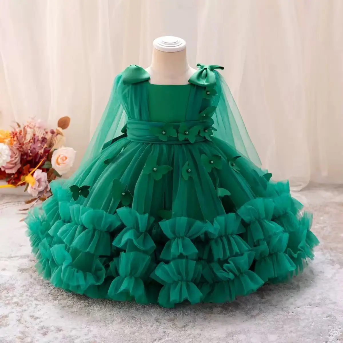 DB [1St Birthday Dress] High-End Girls' Evening Dress Performance Host Dress Flower Girl Dress Princess Dress 1St Birthday Dress