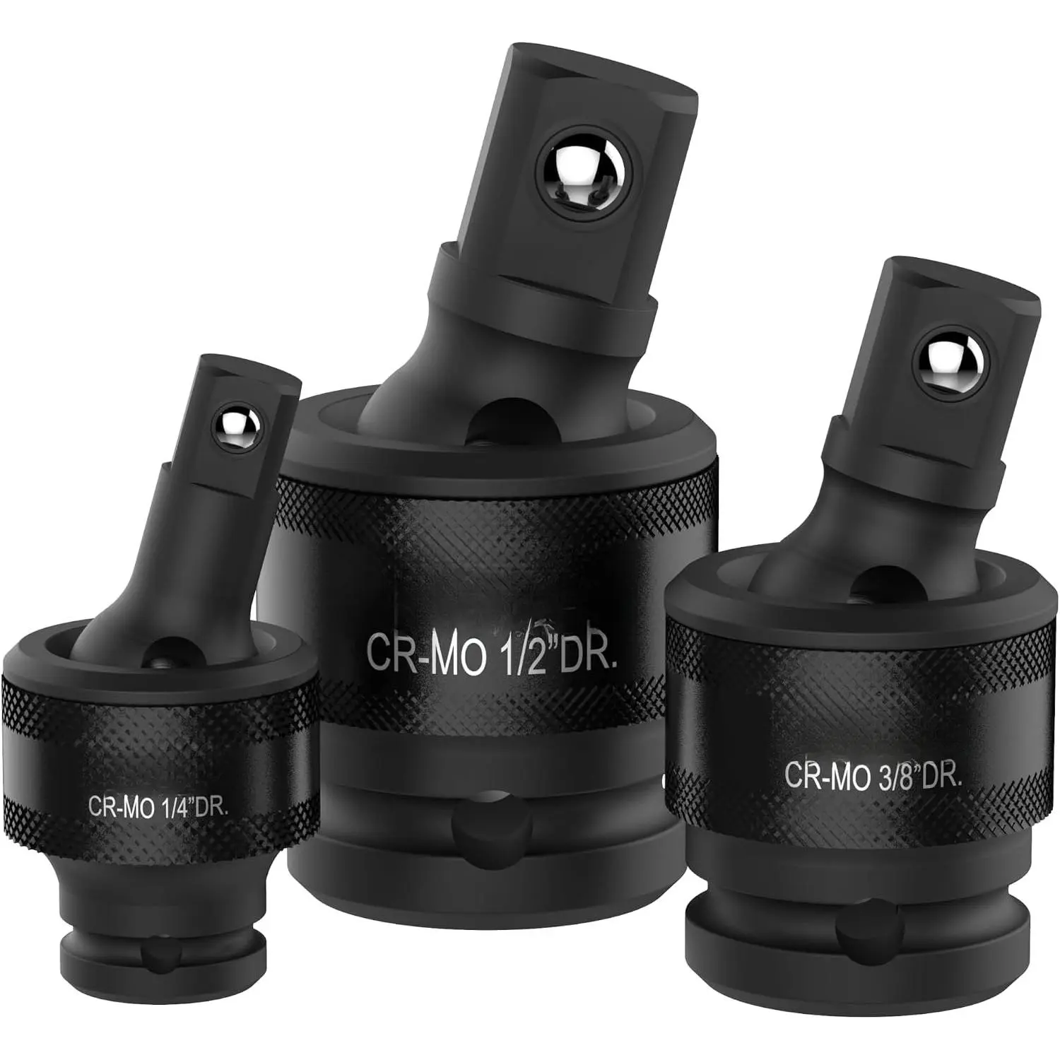 Joint Socket Swivel Set | 3- Ball Spring Design 1/2", 3/8", and 1/4" U-Joint Drive | Cr-Mo Steel - Full  Grade (LX-113)