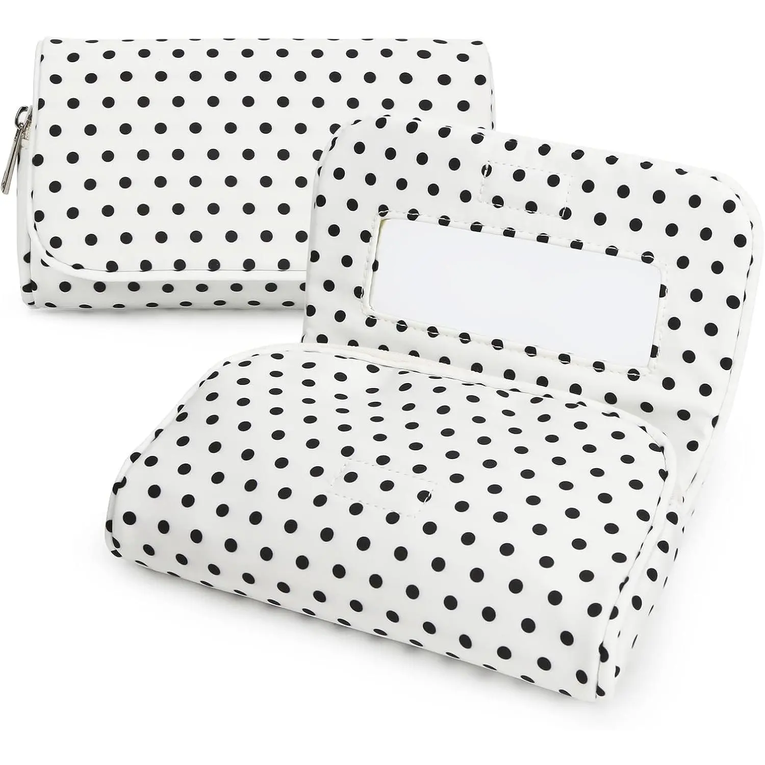 Women’s Cute Nylon Makeup Bag with -in Mirror, Protable Lightweight  Bag, Trendy Toiletry Bag for Travel (Leopard Print)